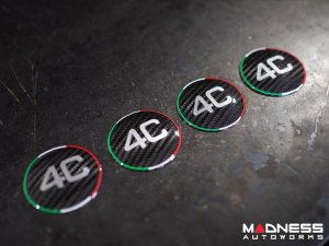 Alfa Romeo 4C Carbon Fiber Badge Cover Kit - Italian Stripe